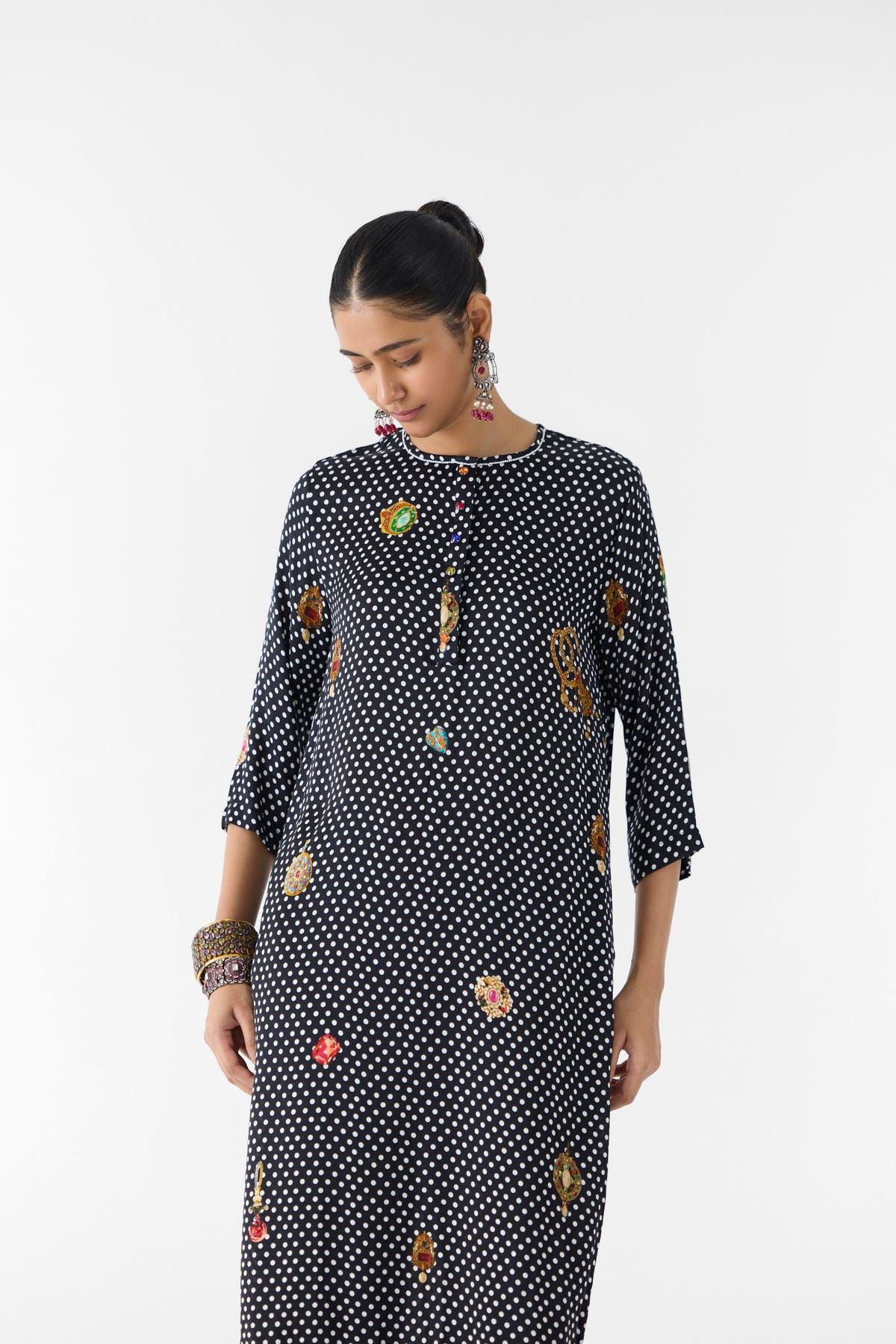 ONYX POLKA DOT STRAIGHT KURTA & PANTS - image 2