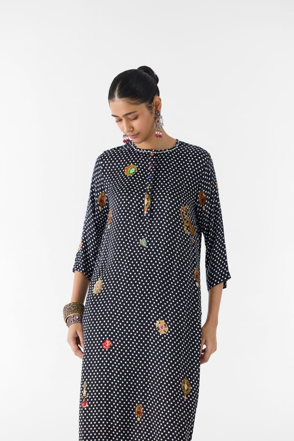 Studio Rigu — ONYX POLKA DOT STRAIGHT KURTA & PANTS