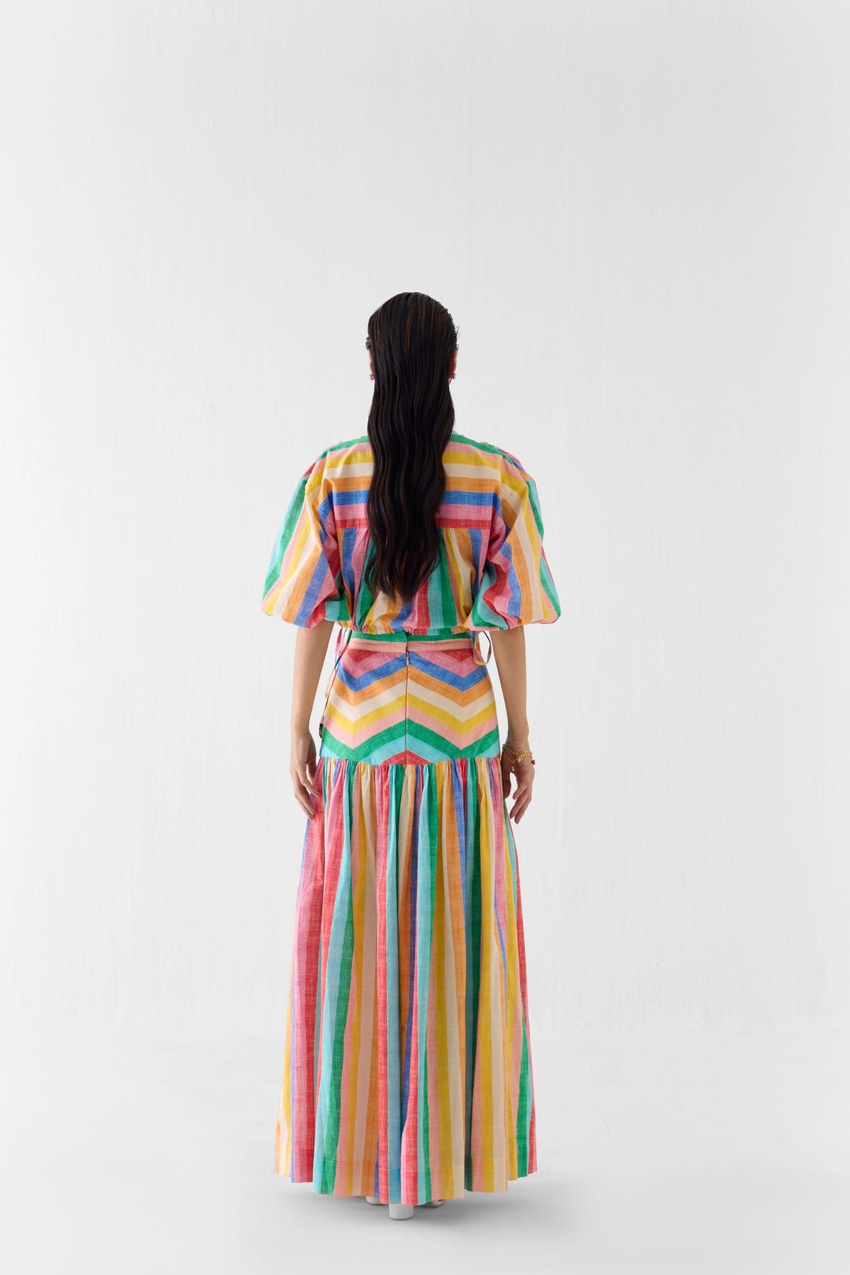 LEHER DRAWSTRING CROP SHIRT & GATHERED SKIRT - image 3