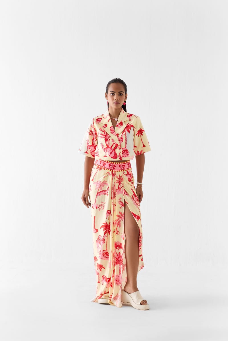 SAWAI CROP BLAZER AND SKIRT CO-ORD