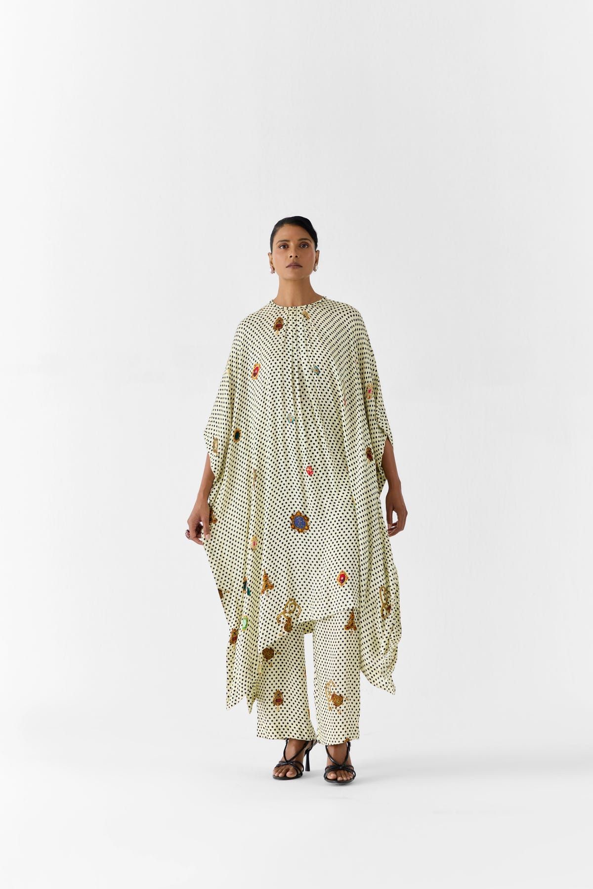 PEARL POLKA DOT KIMONO KURTA & PANTS - image 1