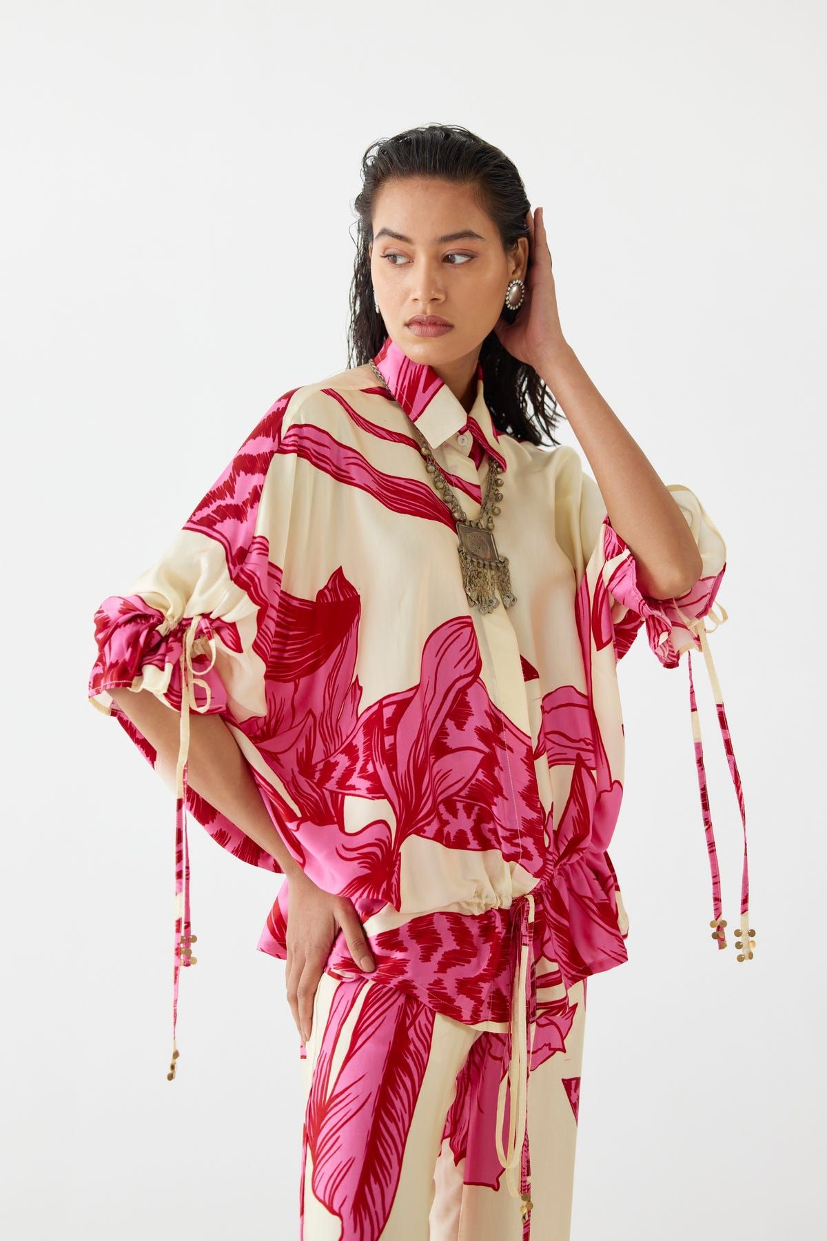 PINK APHRODITE DRAWSTRING SHIRT & TROUSER CO-ORD - image 2