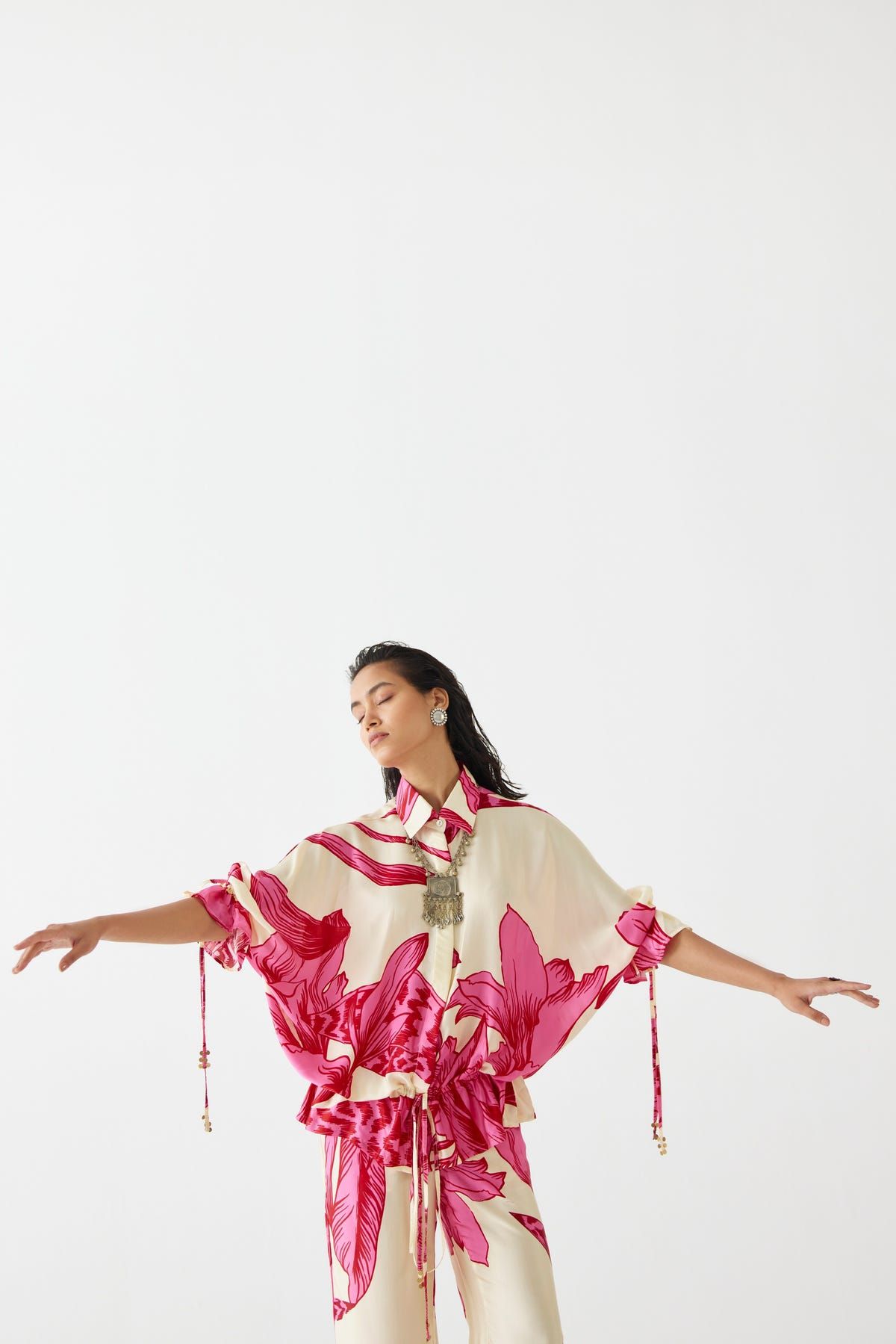 PINK APHRODITE DRAWSTRING SHIRT & TROUSER CO-ORD - image 3
