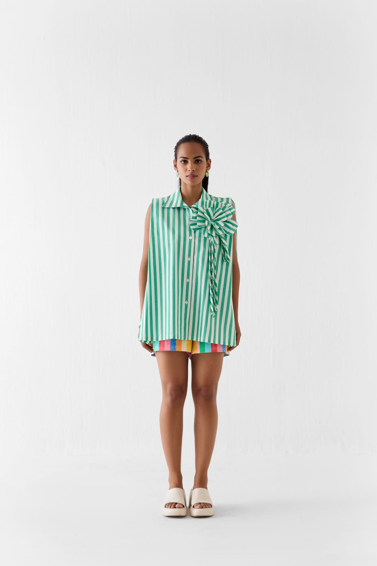 MINT SHIRT WITH FLOWER - image 1