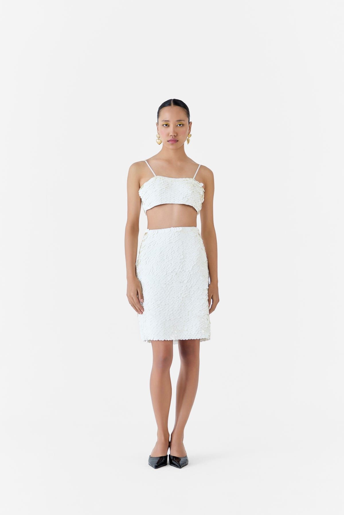 DIAMOND SEQUIN BUSTIER & SKIRT CO-ORD - image 1