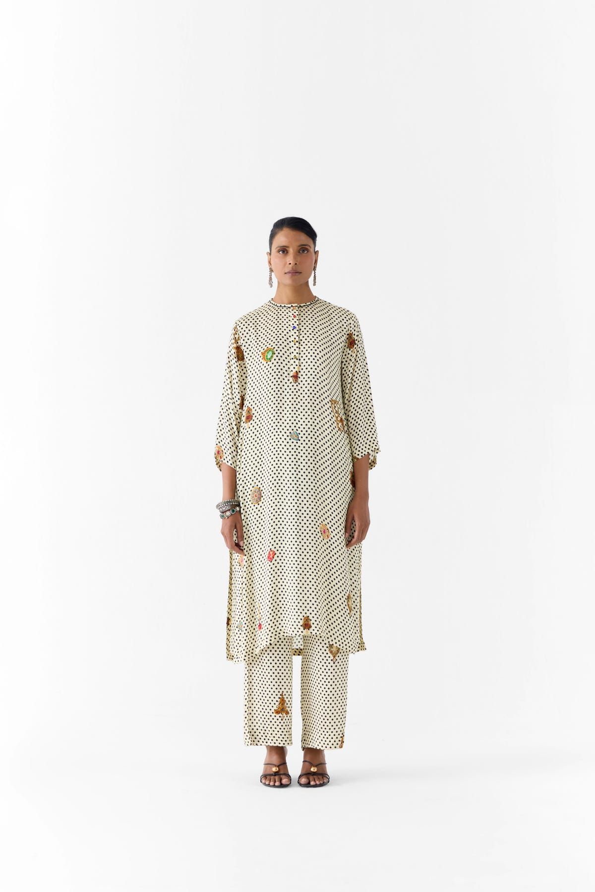 PEARL POLKA DOT STRAIGHT KURTA & PANTS - image 1