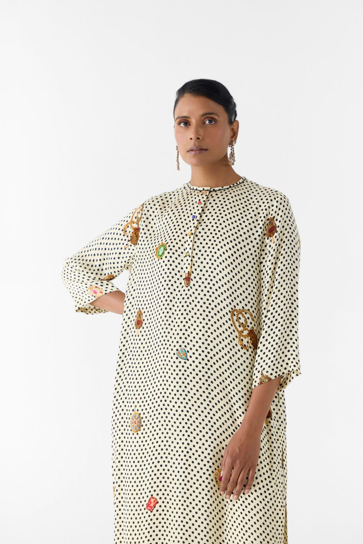PEARL POLKA DOT STRAIGHT KURTA & PANTS - image 3