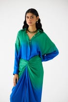 EMERALD DRAPED SHIRT DRESS view 2