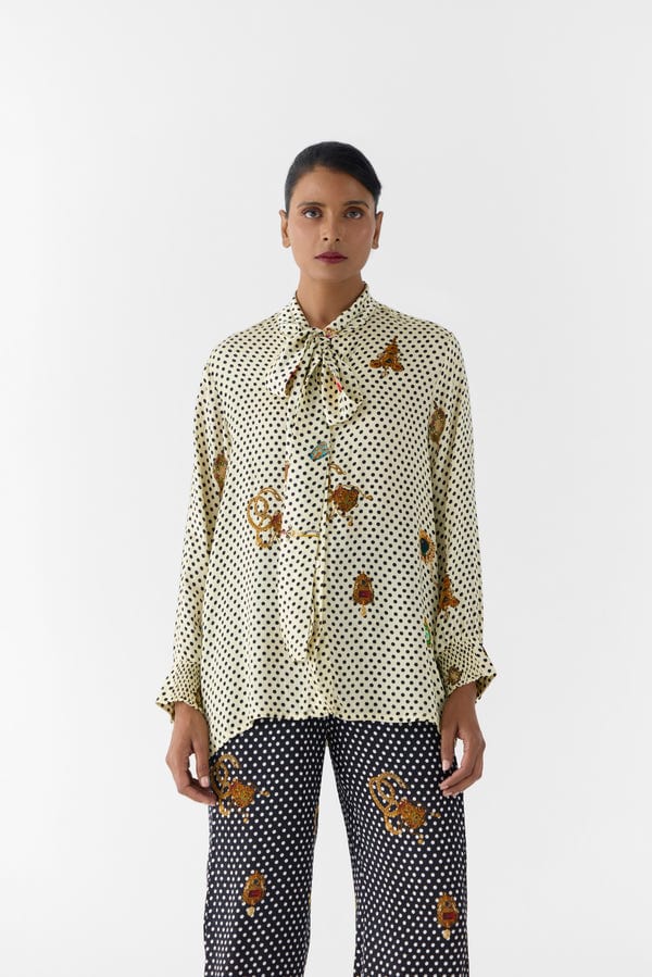 Studio Rigu — PEARL POLKA DOT KNOT SHIRT & ONYX POLKA PANTS