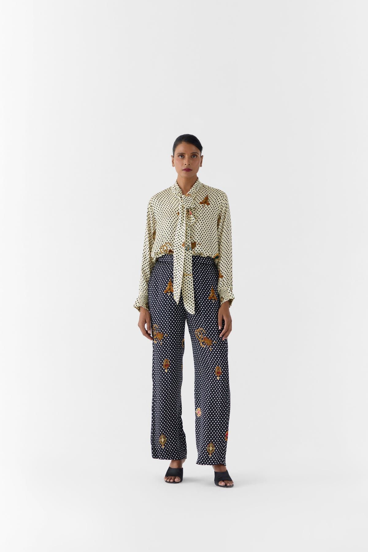 PEARL POLKA DOT KNOT SHIRT & ONYX POLKA PANTS - image 4