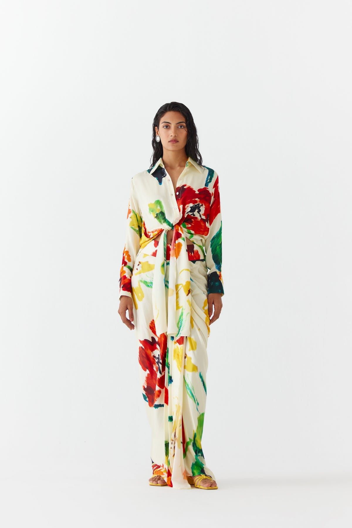 MONET KNOT SHIRT & DRAPED SKIRT CO-ORD - image 1