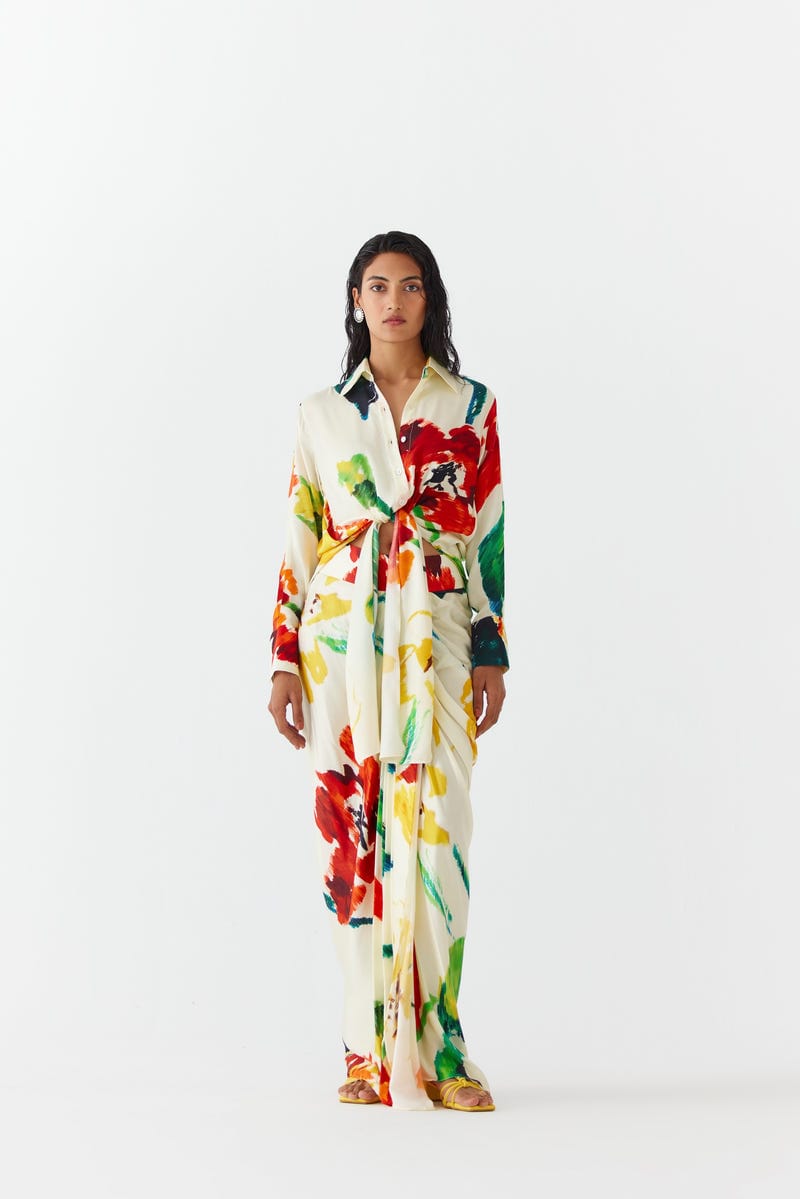 MONET KNOT SHIRT & DRAPED SKIRT CO-ORD