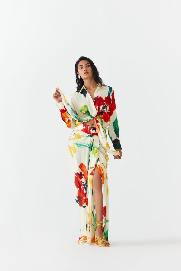 Studio Rigu — MONET KNOT SHIRT & DRAPED SKIRT CO-ORD