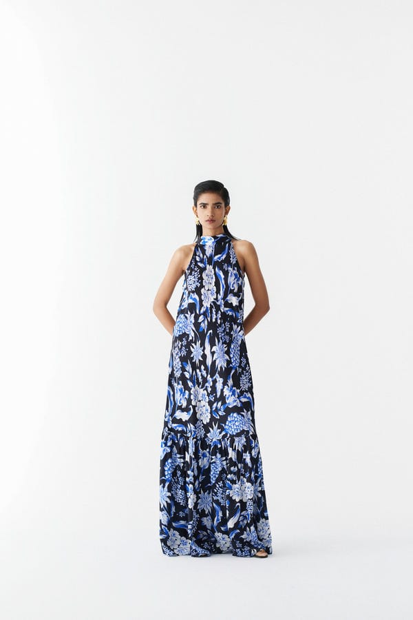 Studio Rigu — BLACK PINEAPPLE HALTER DRESS