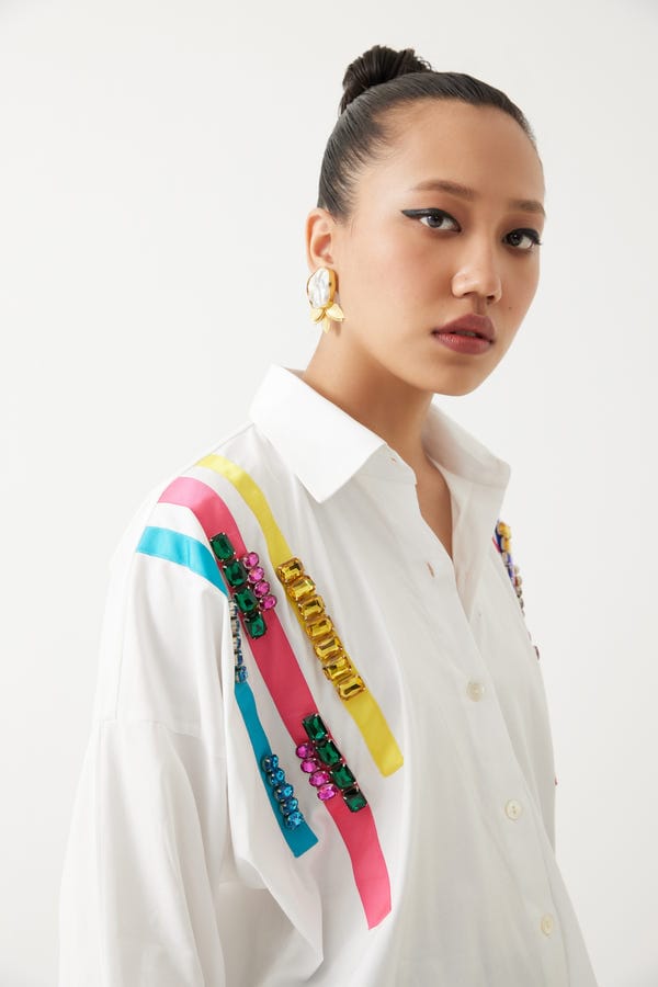 Studio Rigu — Embroidered Poplin Box Shirt
