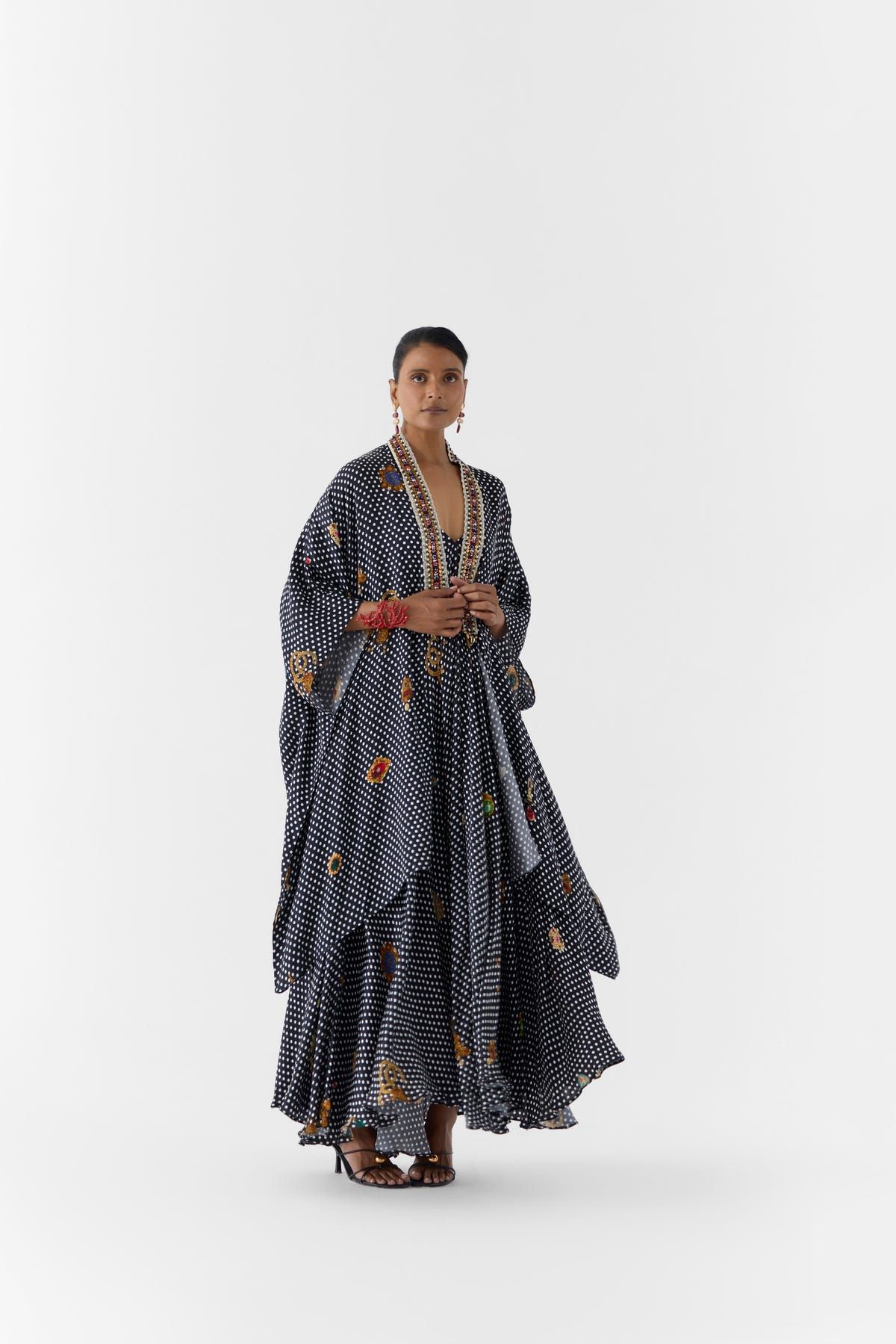 ONYX POLKA DOT STRAPPY DRESS & CAPE - image 1