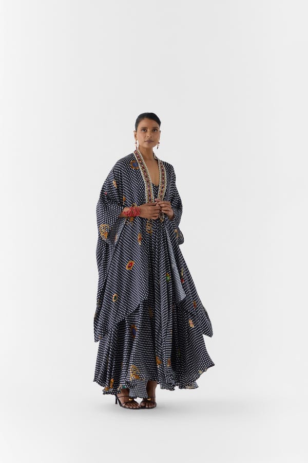 Studio Rigu — ONYX POLKA DOT STRAPPY DRESS & CAPE