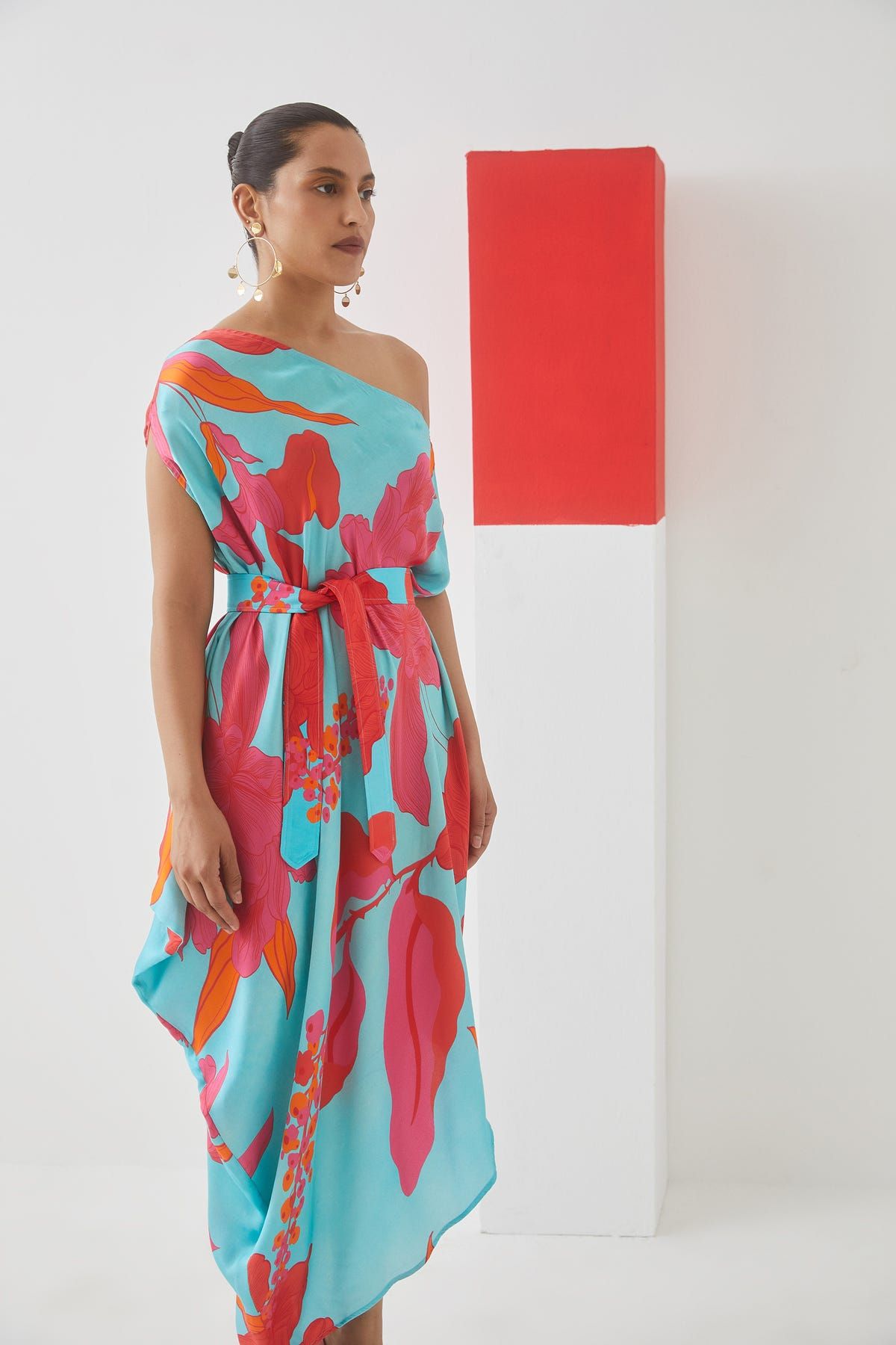 Blue Rose Draped Dress - image 2