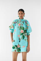 BLUE BLOSSOM RUCHING SHIRT & SHORTS view 2