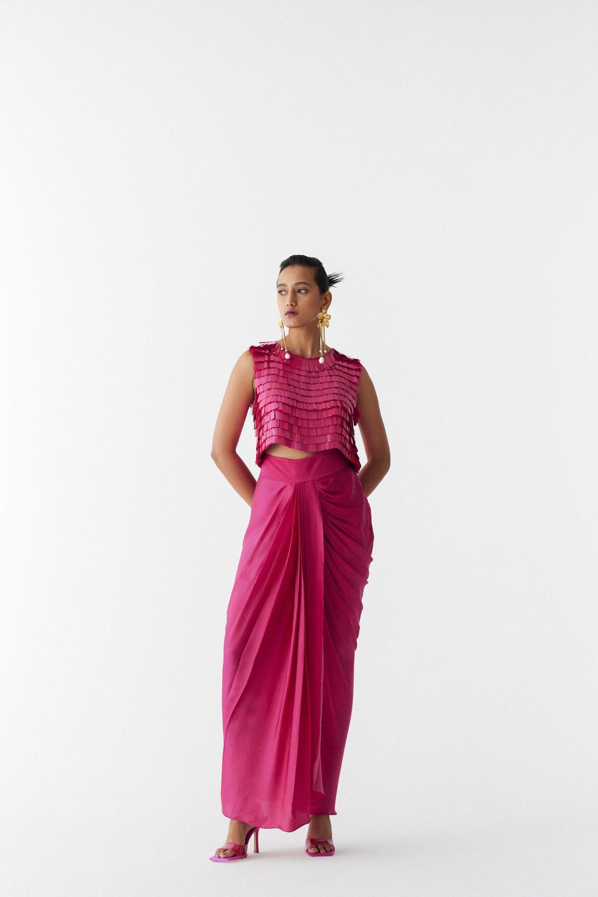 SCRALET SEQUIN BLOUSE & DRAPE SKIRT - image 1