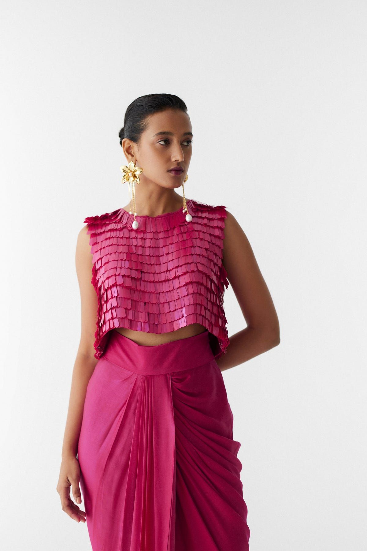 SCRALET SEQUIN BLOUSE & DRAPE SKIRT - image 2