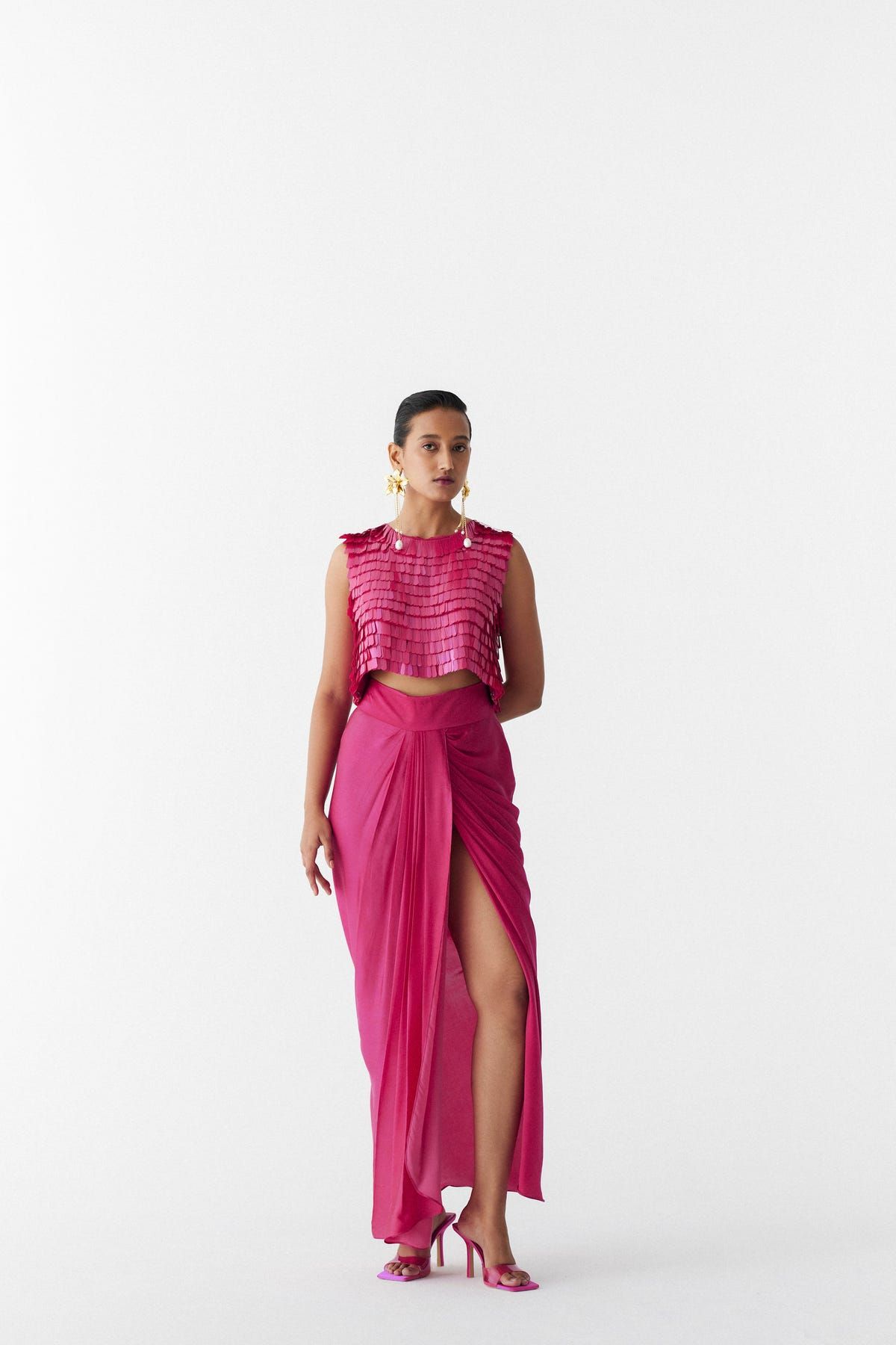 SCRALET SEQUIN BLOUSE & DRAPE SKIRT - image 3