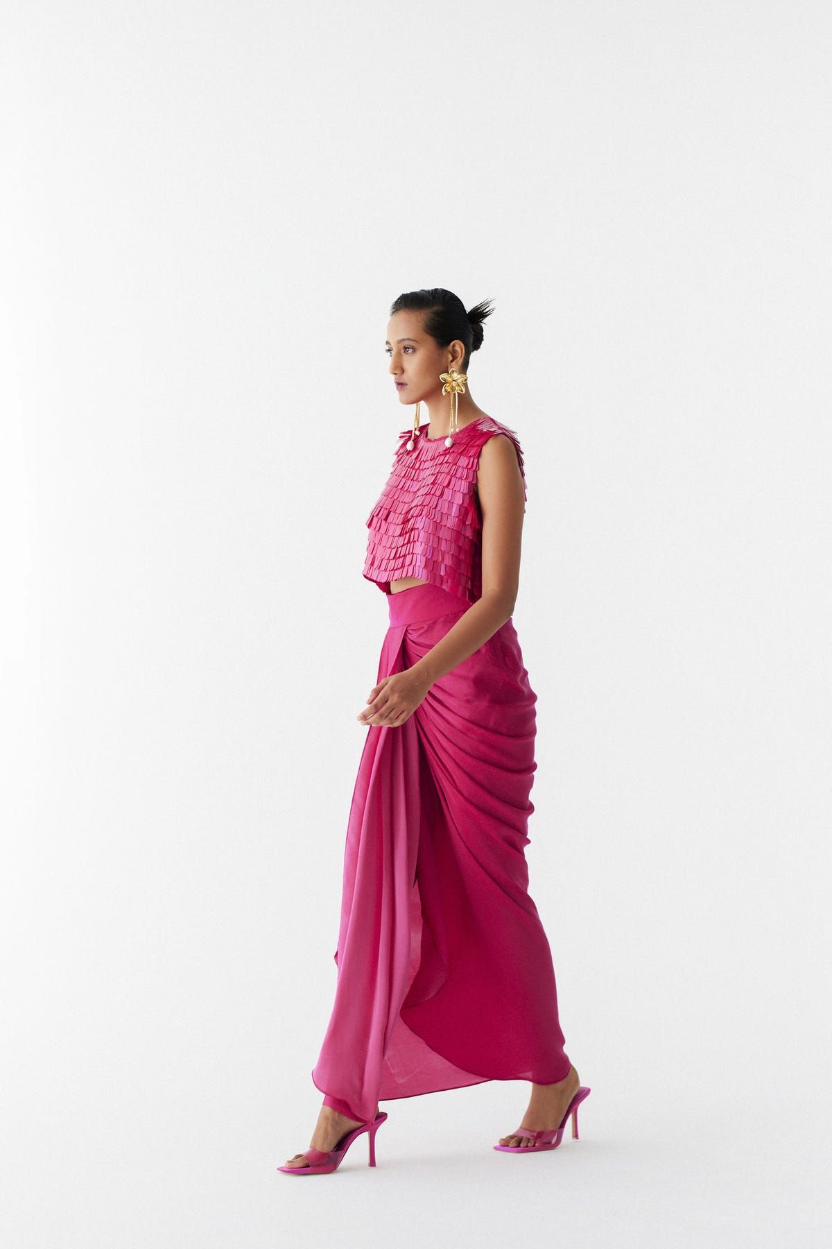 SCRALET SEQUIN BLOUSE & DRAPE SKIRT - image 4