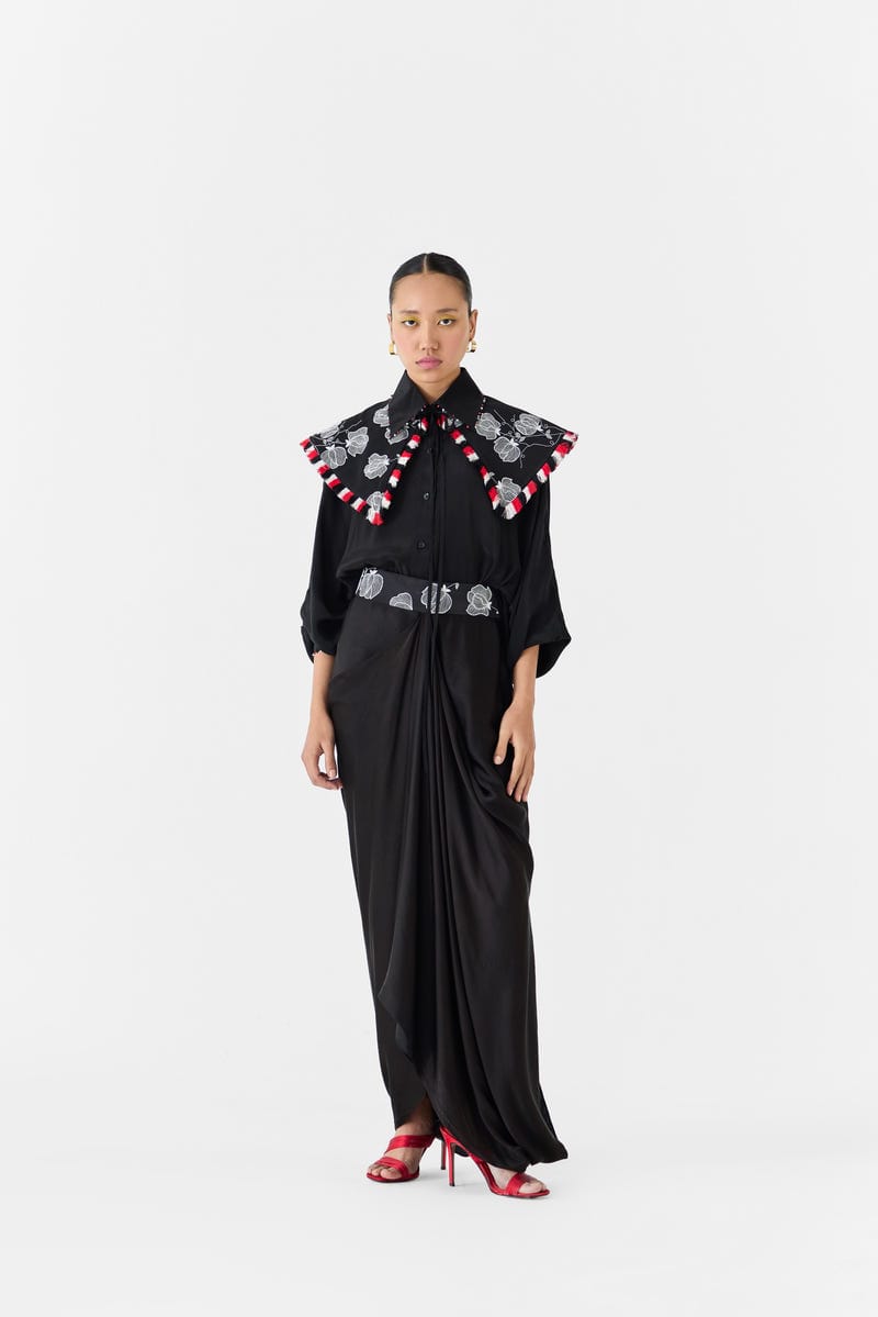 BLACK TULIP BATWING SHIRT & SKIRT CO-ORD