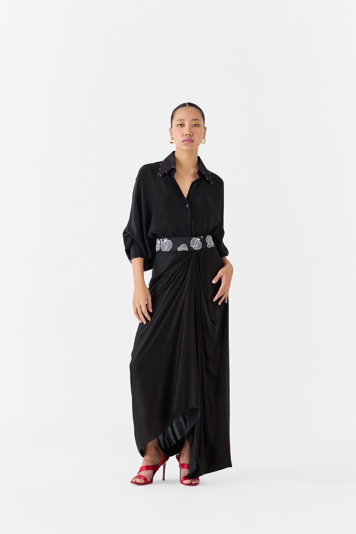 BLACK TULIP BATWING SHIRT & SKIRT CO-ORD - image 2