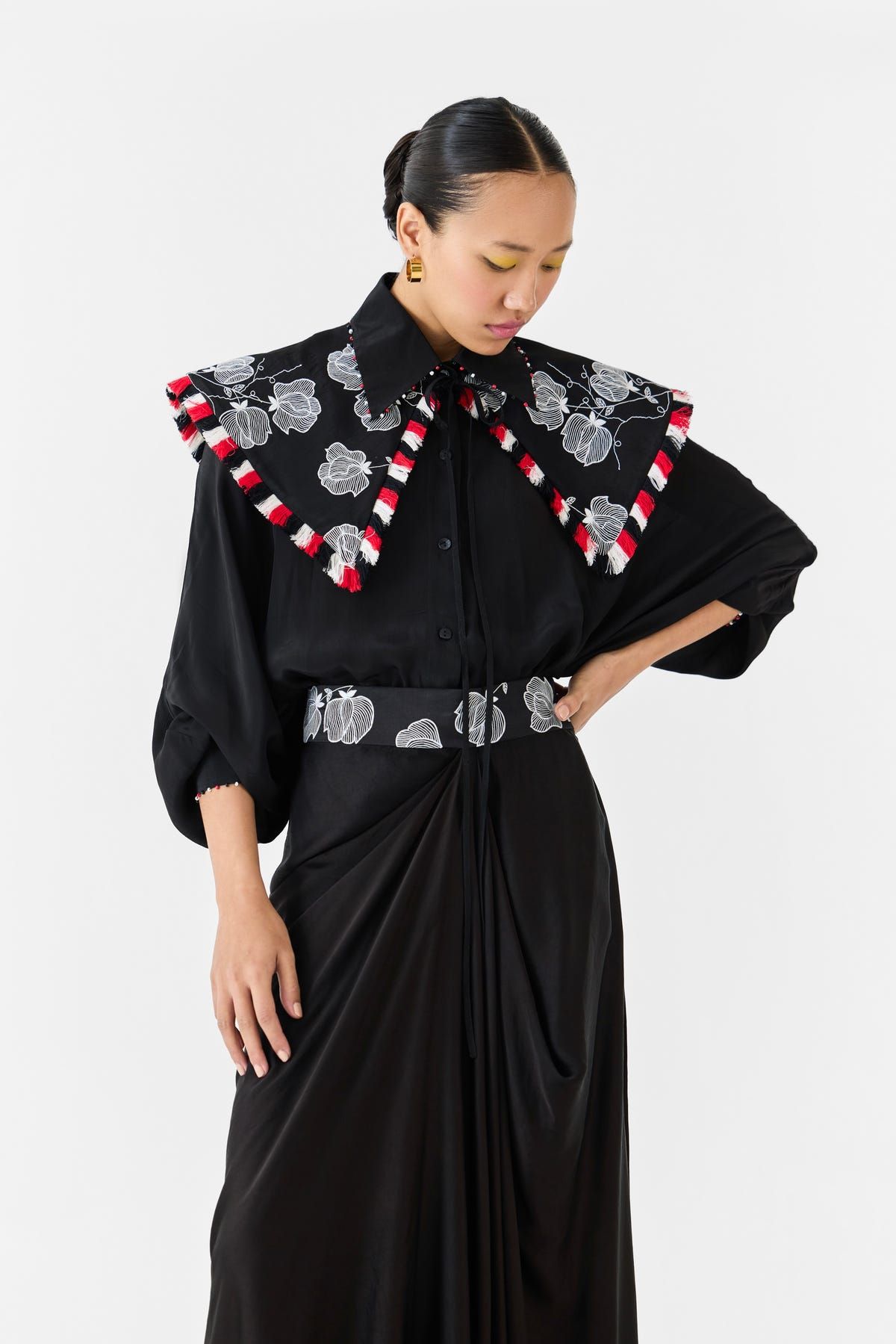 BLACK TULIP BATWING SHIRT & SKIRT CO-ORD - image 3