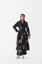 BLACK SAKURA TRENCH COAT view 2