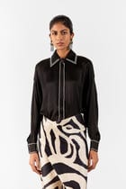 CHESTNUT SHIRT DRAPED DRESS view 3