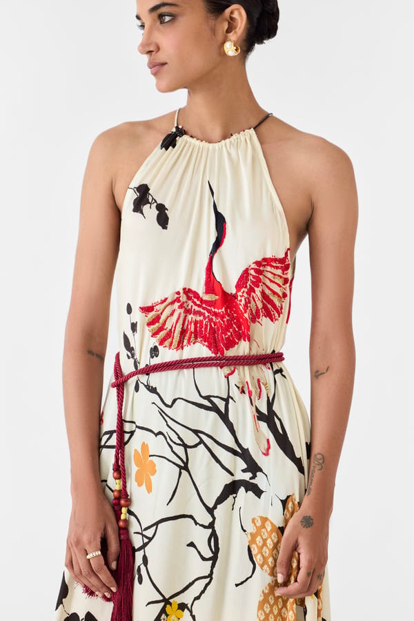 Studio Rigu — RED CRANE HALTER DRESS