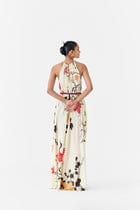 RED CRANE HALTER DRESS view 3