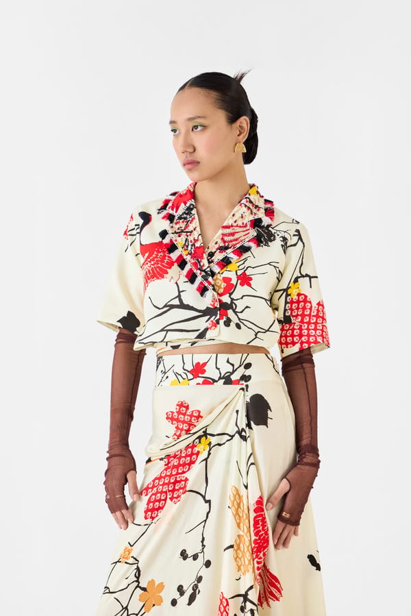 Studio Rigu — RED CRANE BLAZER & DRAPED SKIRT CO-ORD