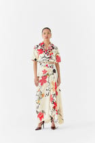 RED CRANE BLAZER & DRAPED SKIRT CO-ORD view 3