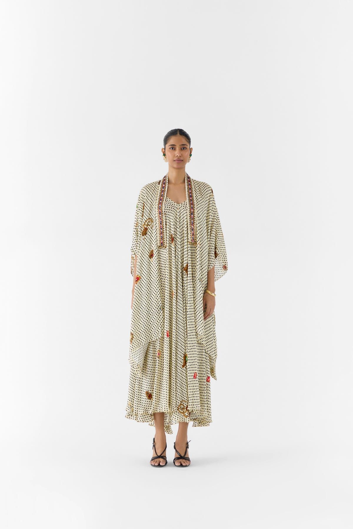 PEARL POLKA DOT STRAPPY DRESS & CAPE - image 1