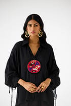 ZULU LINEN BLACK SHIRT & TROUSERS CO-ORD view 2