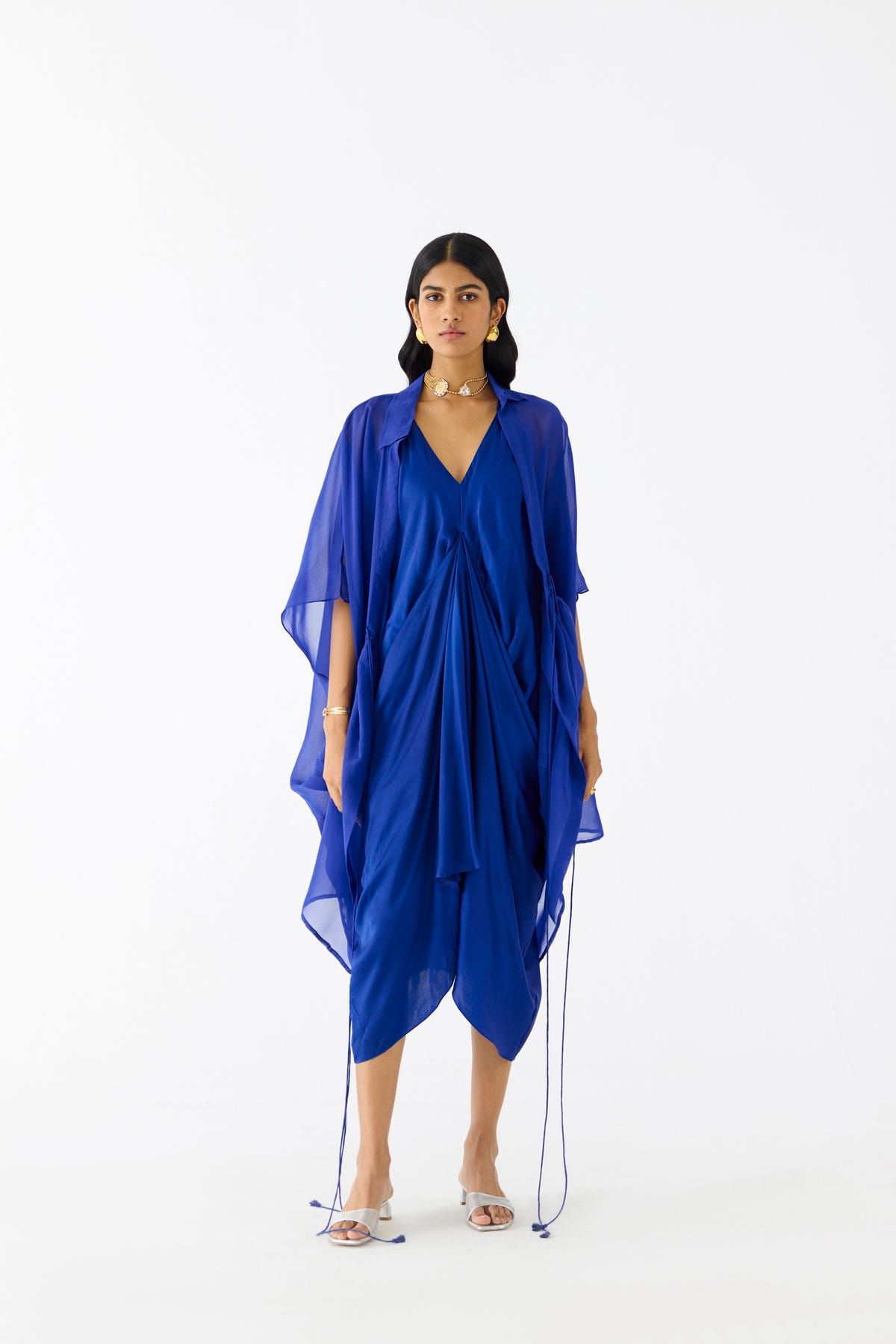 ROYAL MIDI DRESS WITH ORGANZA CAPE - image 1