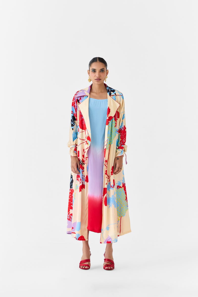 CREAM IKIGAI TRENCH COAT & OMBRE SLIP
