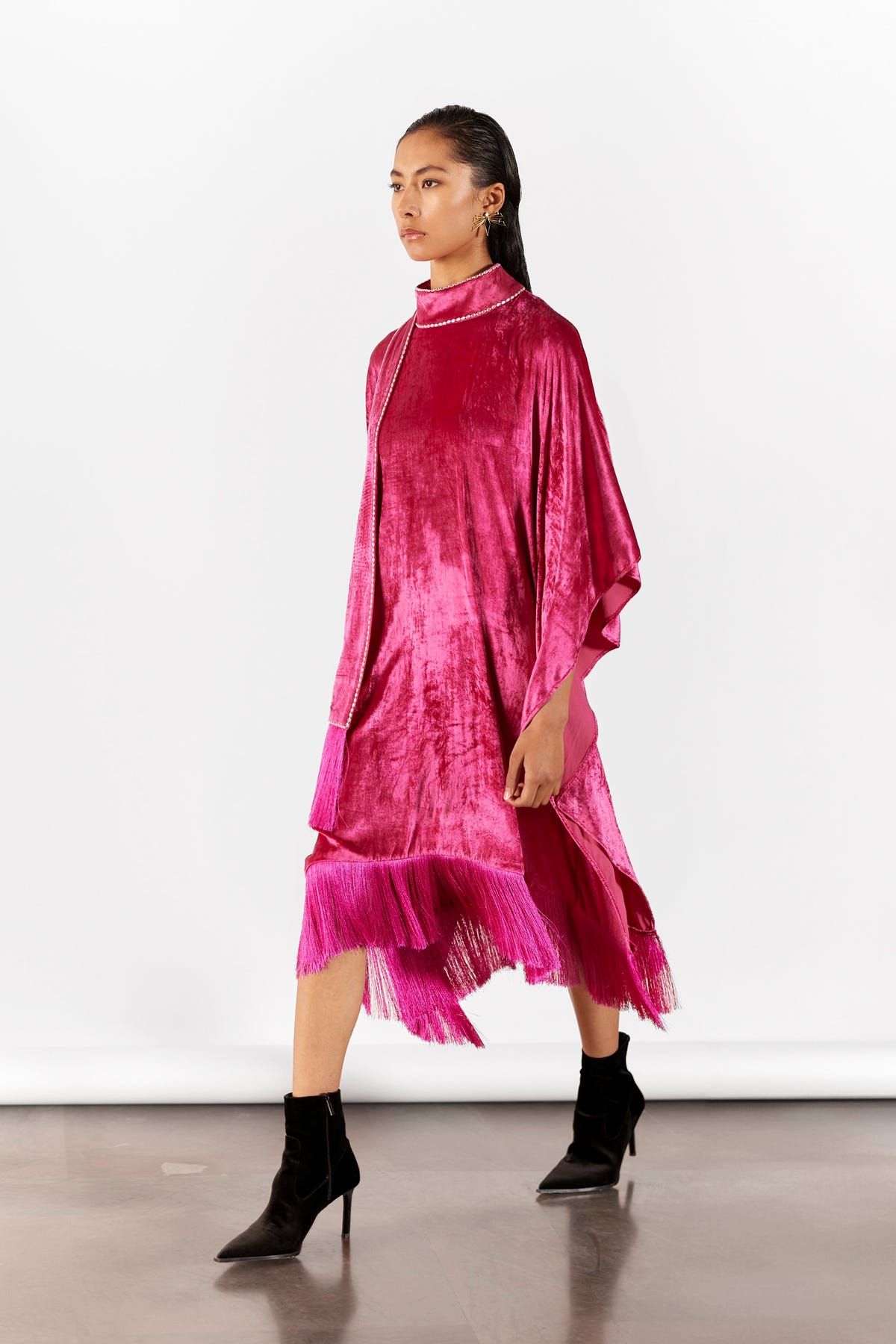 PINK MILLER VELVET KIMONO WITH FRINGE - image 2