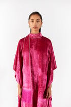 PINK MILLER VELVET KIMONO WITH FRINGE view 3