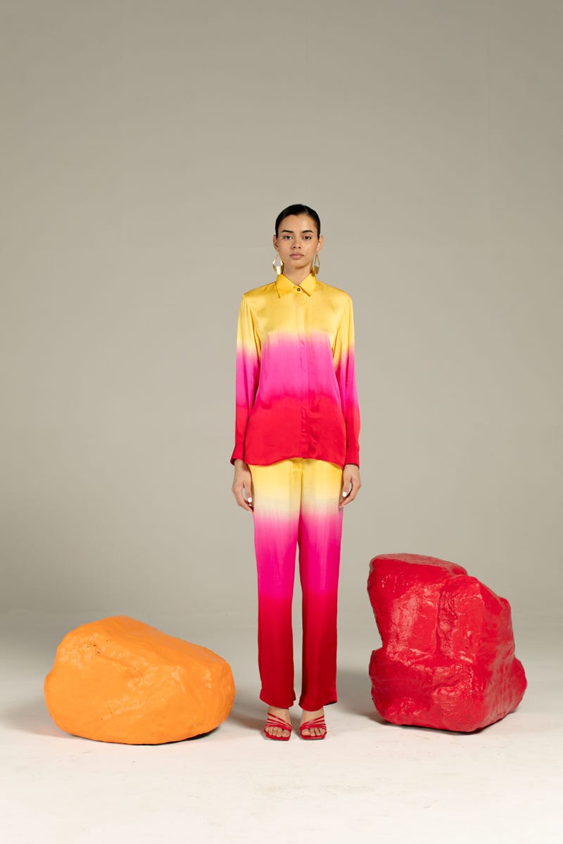 Leheriya Yellow Shirt And Trousers Co-ord