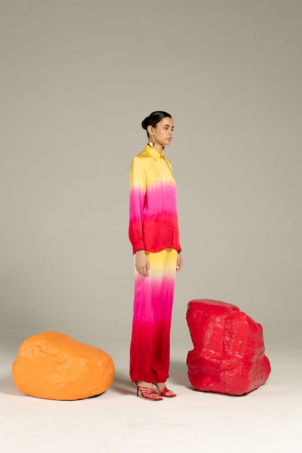 Studio Rigu — Leheriya Yellow Shirt And Trousers Co-ord
