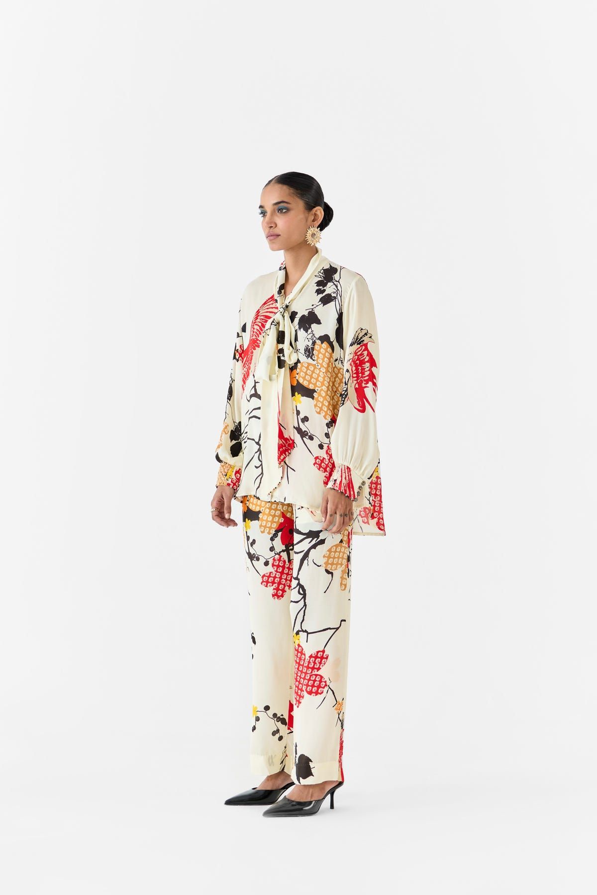 RED CRANE KNOT SHIRT & TROUSERS CO-ORD - image 3