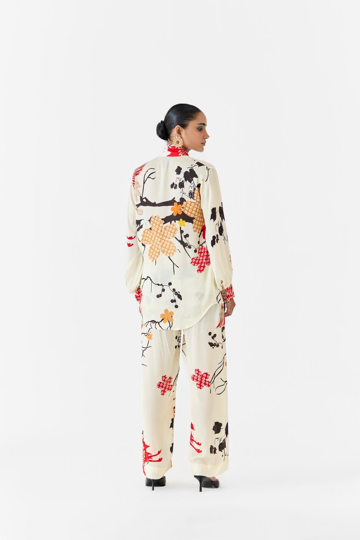 RED CRANE KNOT SHIRT & TROUSERS CO-ORD - image 4