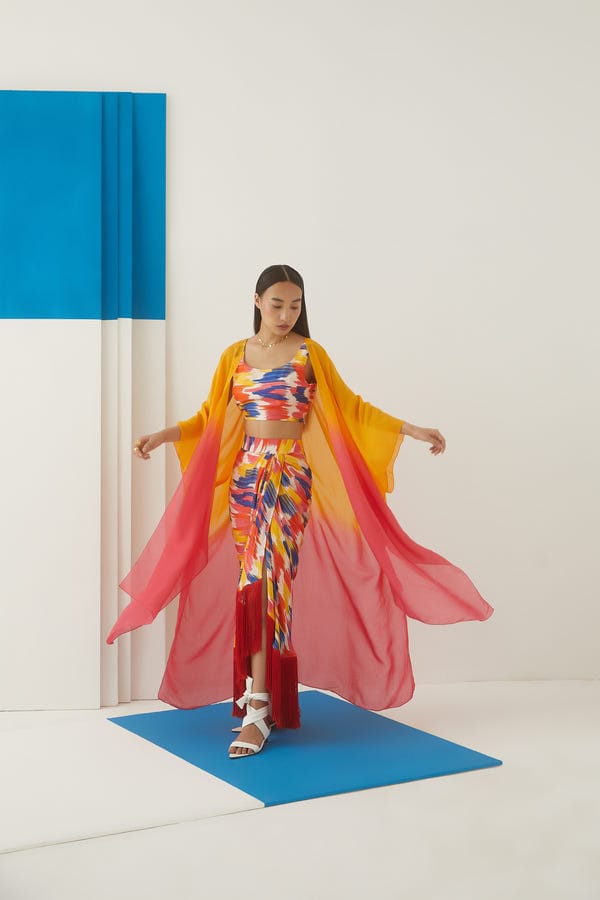 Studio Rigu — Ikat Draped Skirt & Blouse