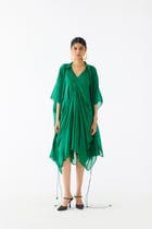 EMERALD MIDI DRESS WITH ORGANZA CAPE view 1