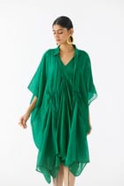 EMERALD MIDI DRESS WITH ORGANZA CAPE view 4