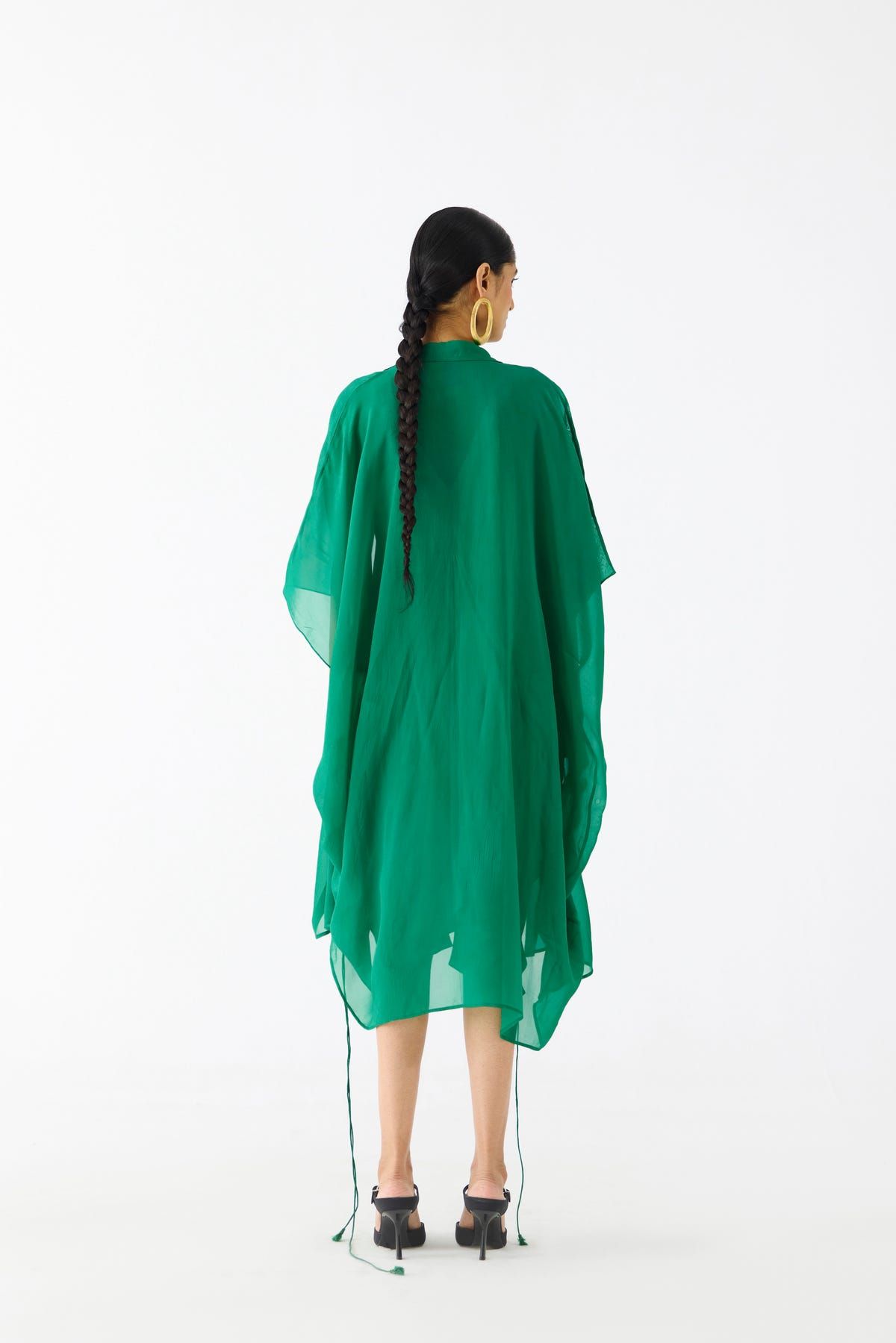 EMERALD MIDI DRESS WITH ORGANZA CAPE - image 5